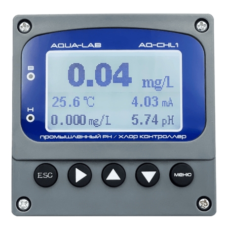 Контроллер рН цифровой, остаточного хлора и HOCL RS485 Modbus/RTU/4-20mA AQUA-LAB AQ-CHL1 pH-метры